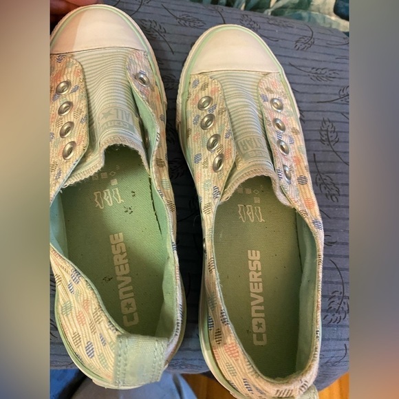 Converse Chuck Taylor all star slip polka dots and stripes lace less sneakers 7 - Picture 7 of 8